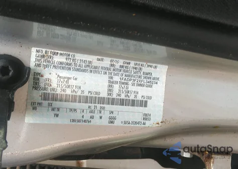 2015 Ford Focus Se from USA, damaged, VIN 1FADP3F2XFL345234